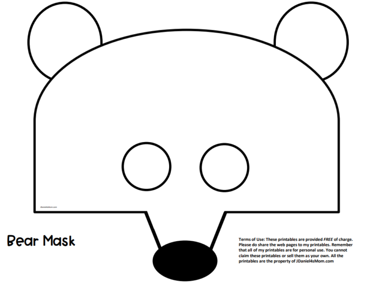 Free Printable Bear Mask Template JDaniel4s Mom