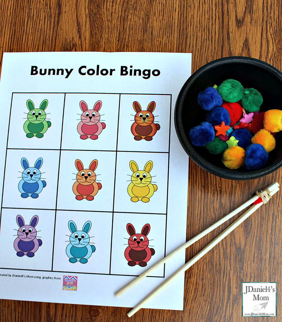 Printable Bingo Cards - Bunny Color Bingo with markers