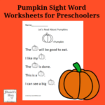 Pumpkin Sight Word Worksheets for Preschoolers