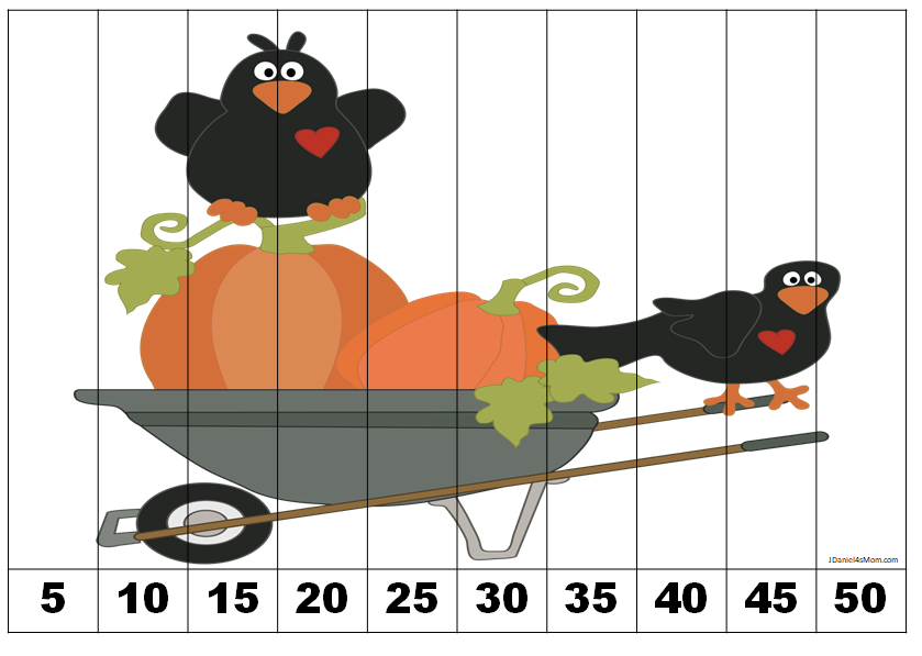 This set of Halloween Counting and Skip Counting Puzzles explores the numbers 1-10, 11-20. skip counting by 2's and skip counting by 5's. There is also an editable puzzle you can use to create your own printable. This puzzle focuses on the numbers skip counting by 5's.