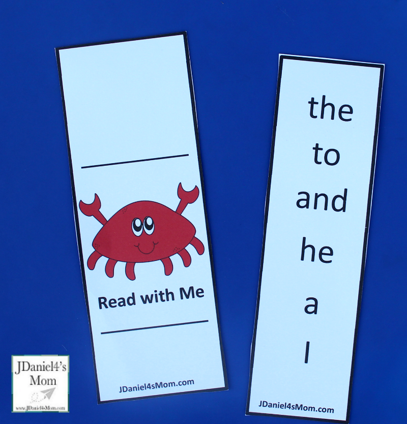 Reading Dolch Words with Crabby the Crab Printables Supplies