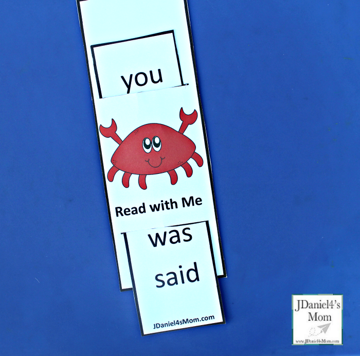 Reading Dolch Words with Crabby the Crab Printables Word Slide- Ready to Read