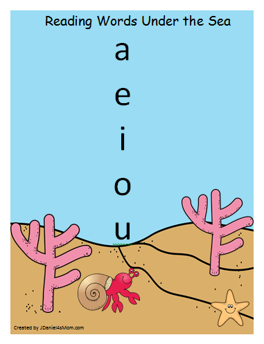 Reading Under the Sea - This activity was designed as a preschool reading activity. Students at school or children at home can explore and read word families and vowel sounds as they build words on this ocean floor printable.