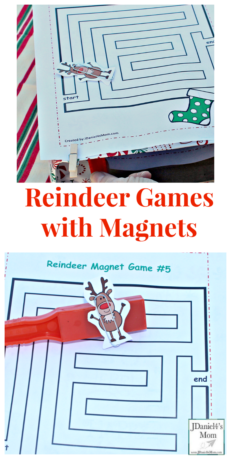 Reindeer Games with Magnets - Your children at home and students at school will have fun exploring this set of five mazes with a magnet wand and card stock reindeer.