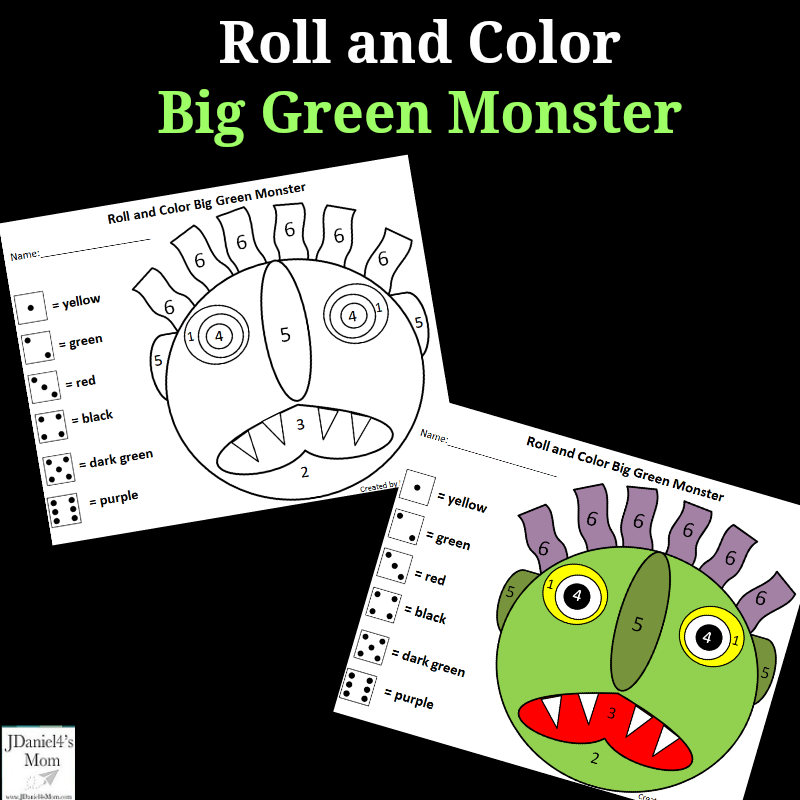 Roll and Color Big Green Monster