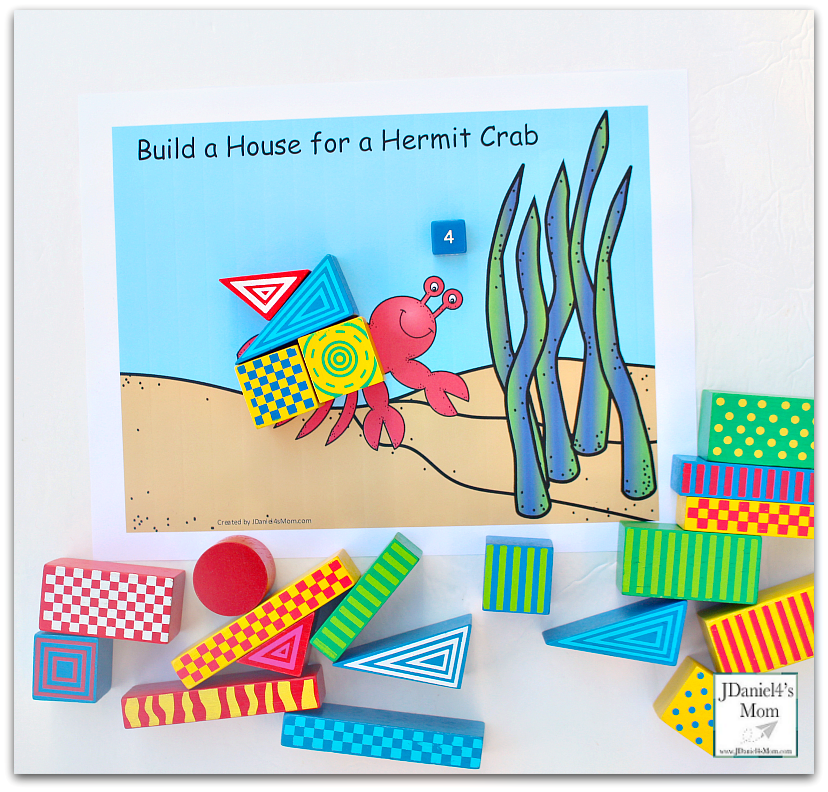 STEM Projects with Blocks- Hermit Crab House Four Blocks and Die