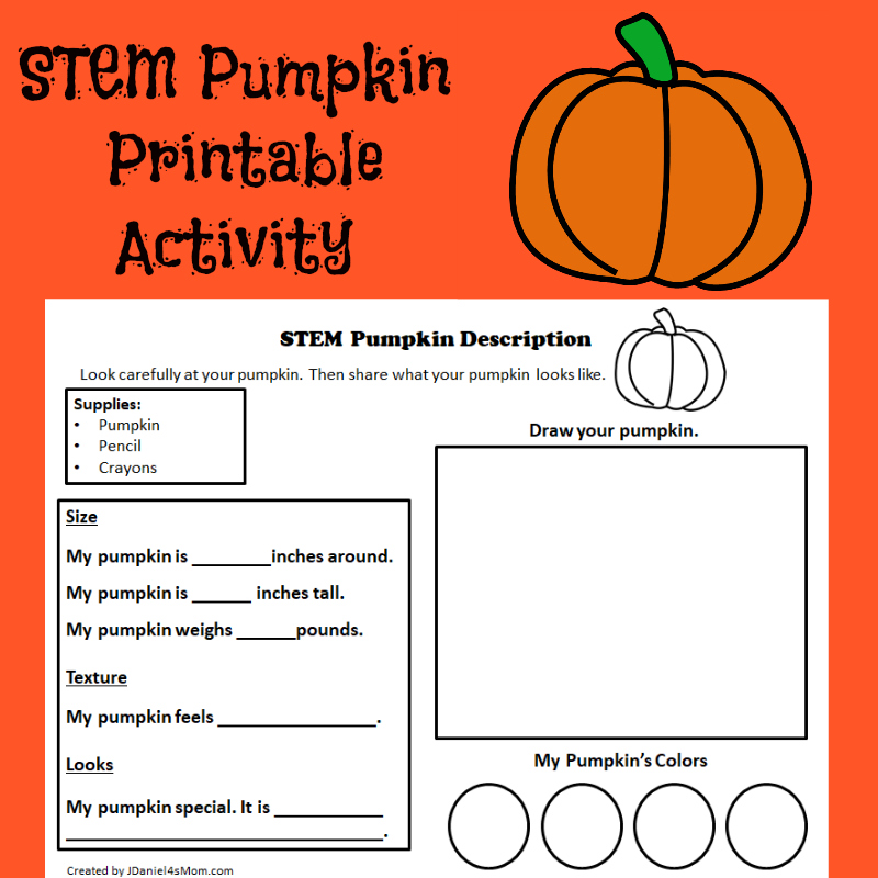 STEM Pumpkin Printable Activity - This STEM activity would ideally be done with individual small pumpkins.