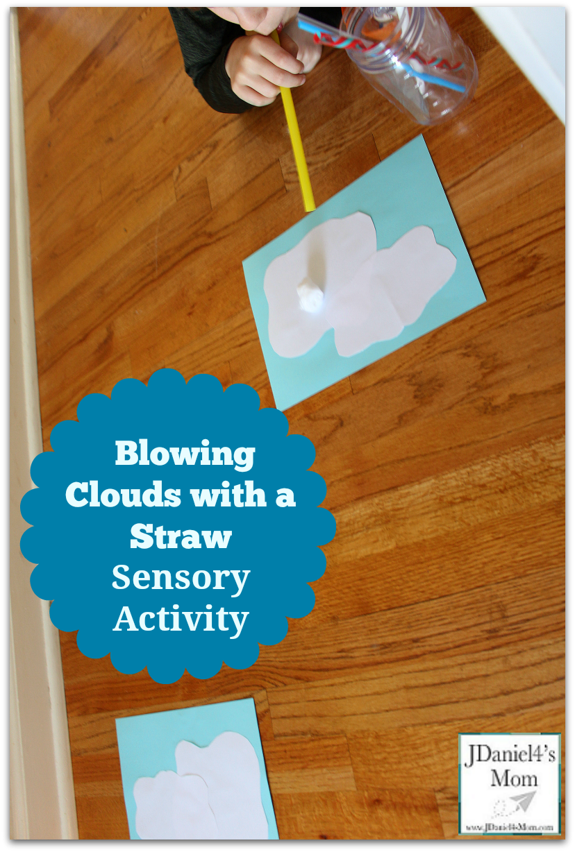 Sensory Activity- Blowing Clouds with a Straw : Children can work on breath control while moving cloud like objects from one cloud to the next.