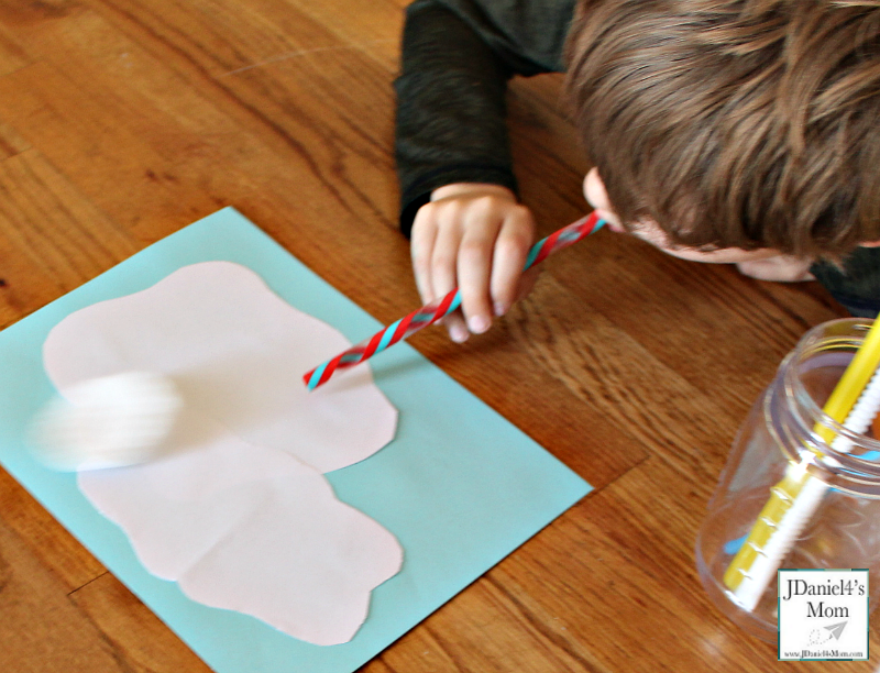 Sensory Activity- Blowing Clouds with a Straw - Blowing a Cosmetic Pad
