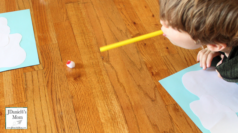 Sensory Activity- Blowing Clouds with a Straw - Blowing a Pom-Pom