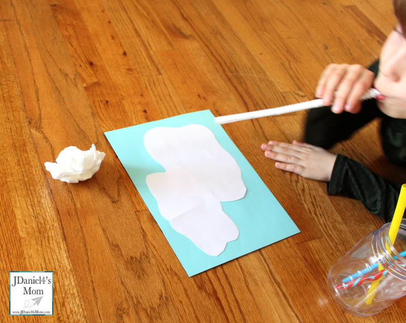 Sensory Activity- Blowing Clouds with a Straw: Blowing a Tissue