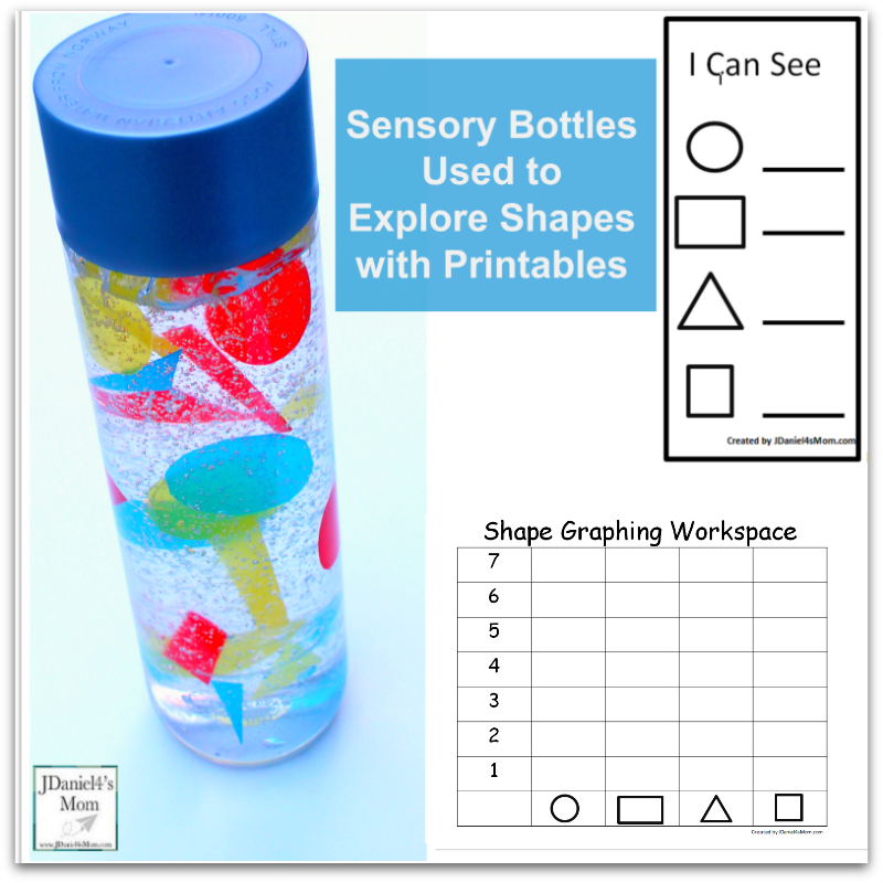 Sensory Bottles Used to Explore Shapes with Printables