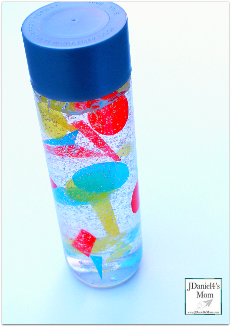 Sensory Bottles Used to Explore Shapes - Close Up of the Sensory Bottle