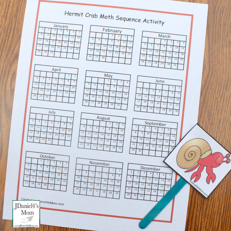 Sequencing Activities Based on a House for a Hermit Crab Calendar Board with Puppet