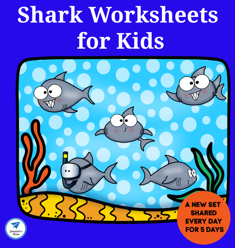 Shark Worksheets for Kids Square - 5 Days Worth 