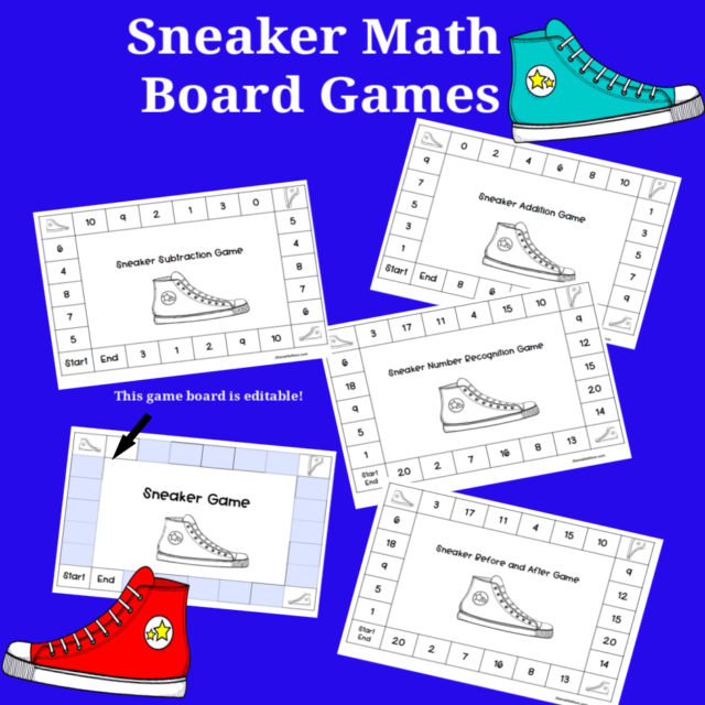 Free Printable Sneaker-Themed Math Game Boards