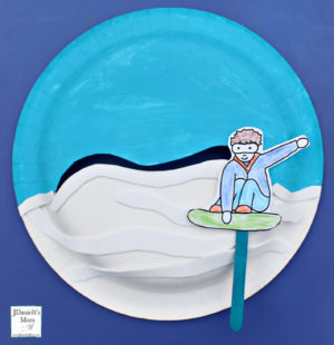 Interactive Paper Plate Crafts- Snowboarding Downhill