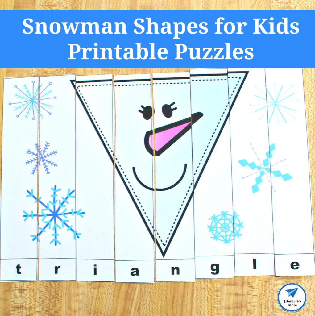 Snowman Shapes for Kids Printable Puzzles