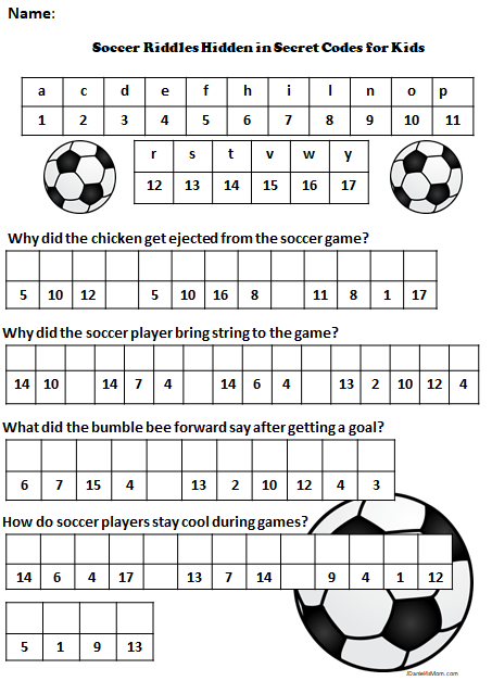 Soccer Themed Riddles Ready to Code Break - The second page of the soccer riddles.