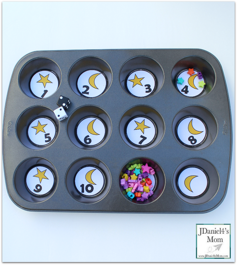 Space Math- Moon and Star Muffin Tin Number Game - Exploring Numbers with these Muffin Tin printables will be out of this world.