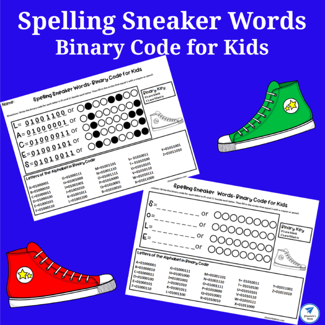 Spelling Sneaker Words- Binary Code for Kids