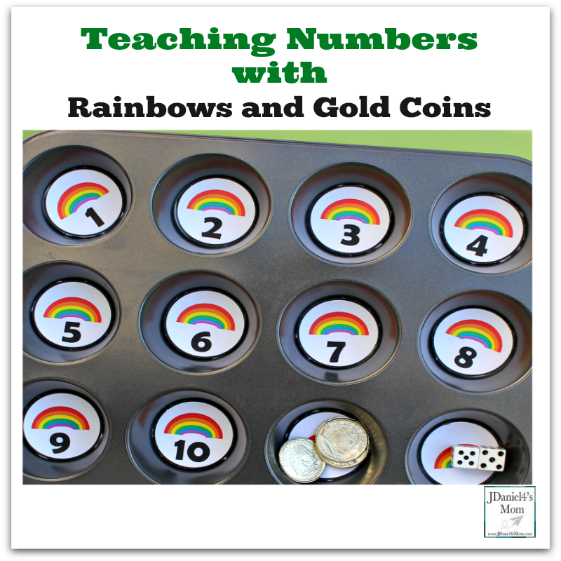 Teaching Numbers with Rainbows and Gold Coins - This free printable set of rainbow numbers can be used to help children learn to count and recognize numbers.