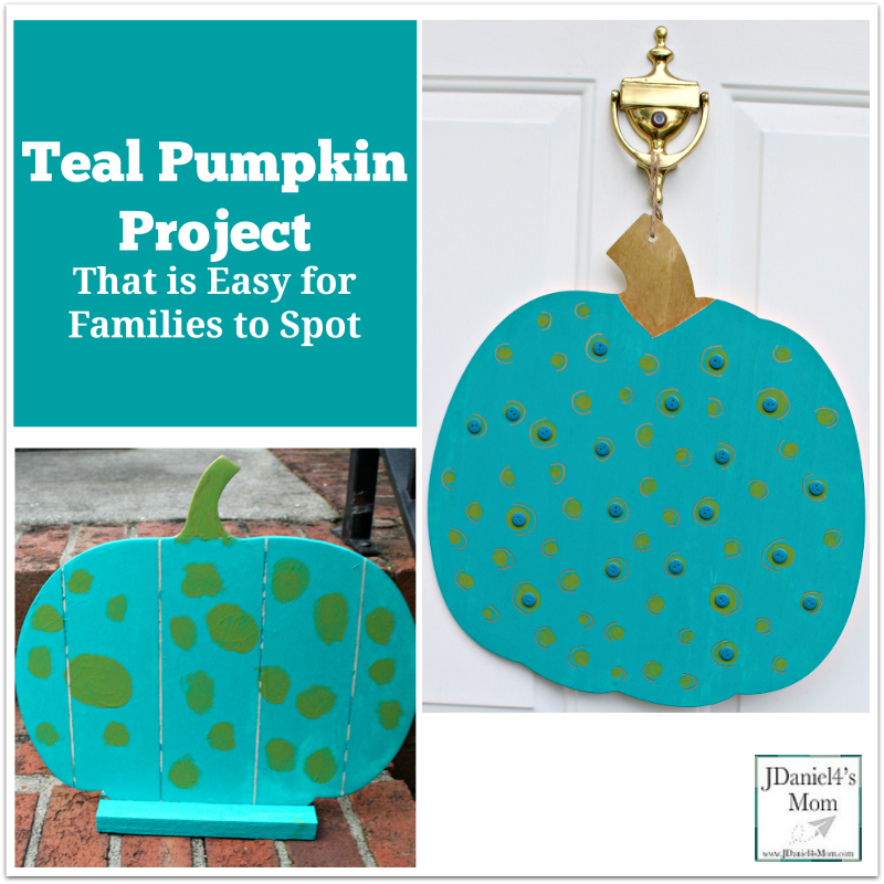 Teal Pumpkin Project That is Easy for Families to Spot- Both my son and I created teal pumpkin projects