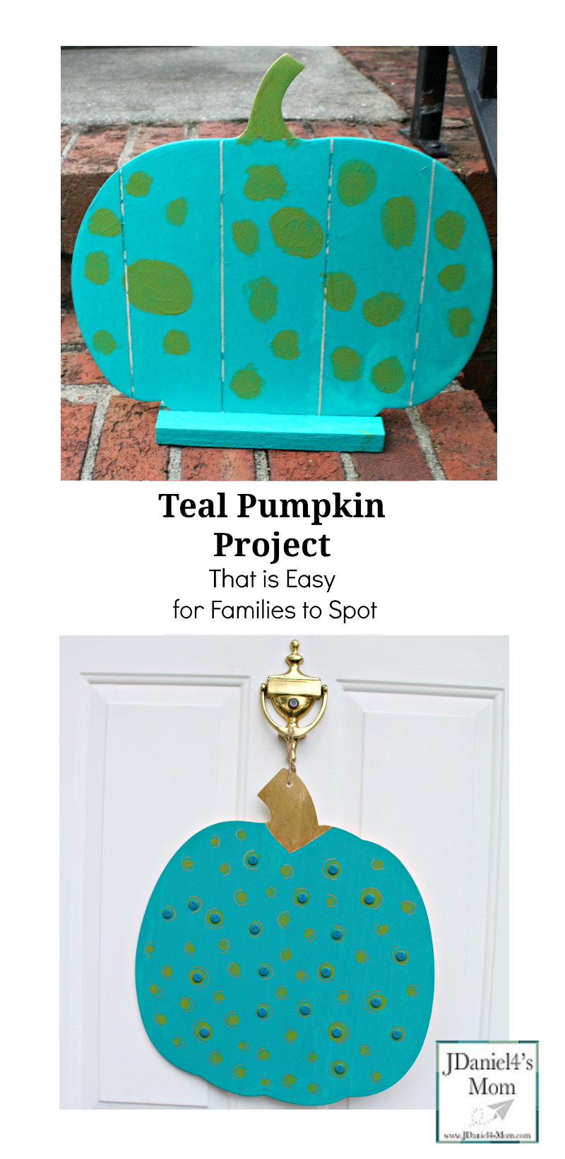 Teal Pumpkin Project That is Easy for Families to Spot - Your children at home or students at school can decorate wooden pumpkins with teal paint and fun craft supplies.