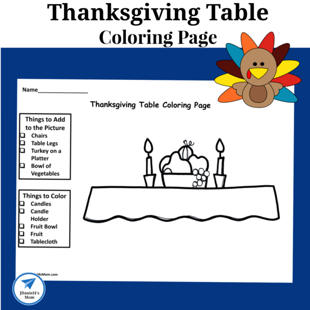 Thanksgiving Table Coloring Page for Kids - JDaniel4s Mom