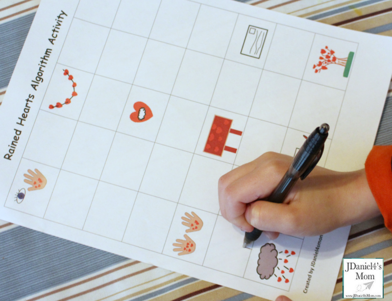 The Day it Rained Hearts Algorithm Activity - This printable works on sequencing and coding.