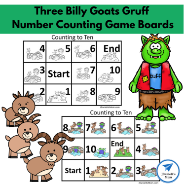 Three Billy Goats Gruff Number Counting Game Boards