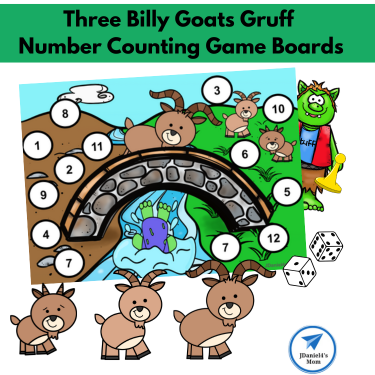 Three Billy Goats Gruff Number Counting Game Boards