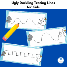 Ugly Duckling Tracing Lines for Kids (1500 x 1500 px)