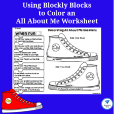 Using Blockly Blocks to Color an All About Me Worksheet