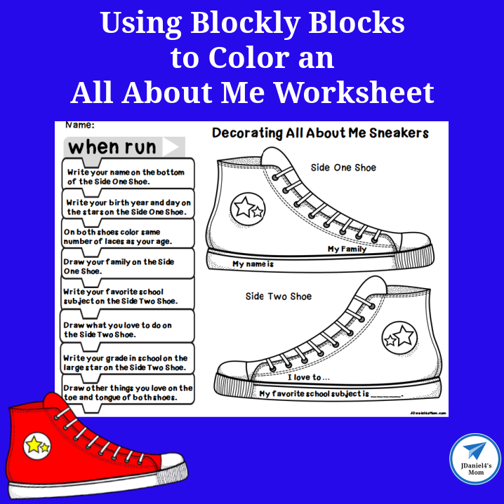 Using Blockly Blocks to Color an All About Me Worksheet 