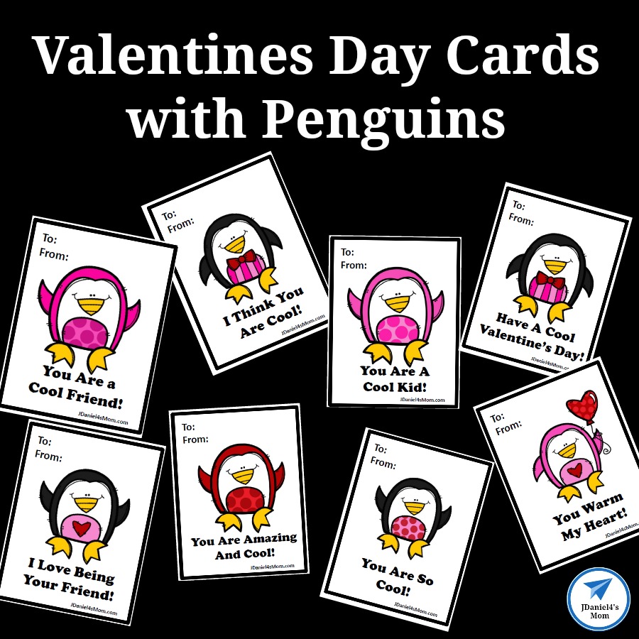 Free Printable Valentines Day Cards with Penguins