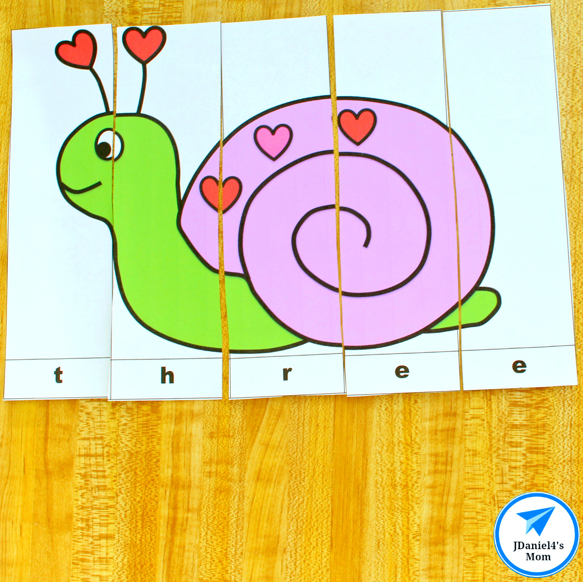 Valentine's Day Worksheets - Number Word Puzzles Puzzle Featuring Three