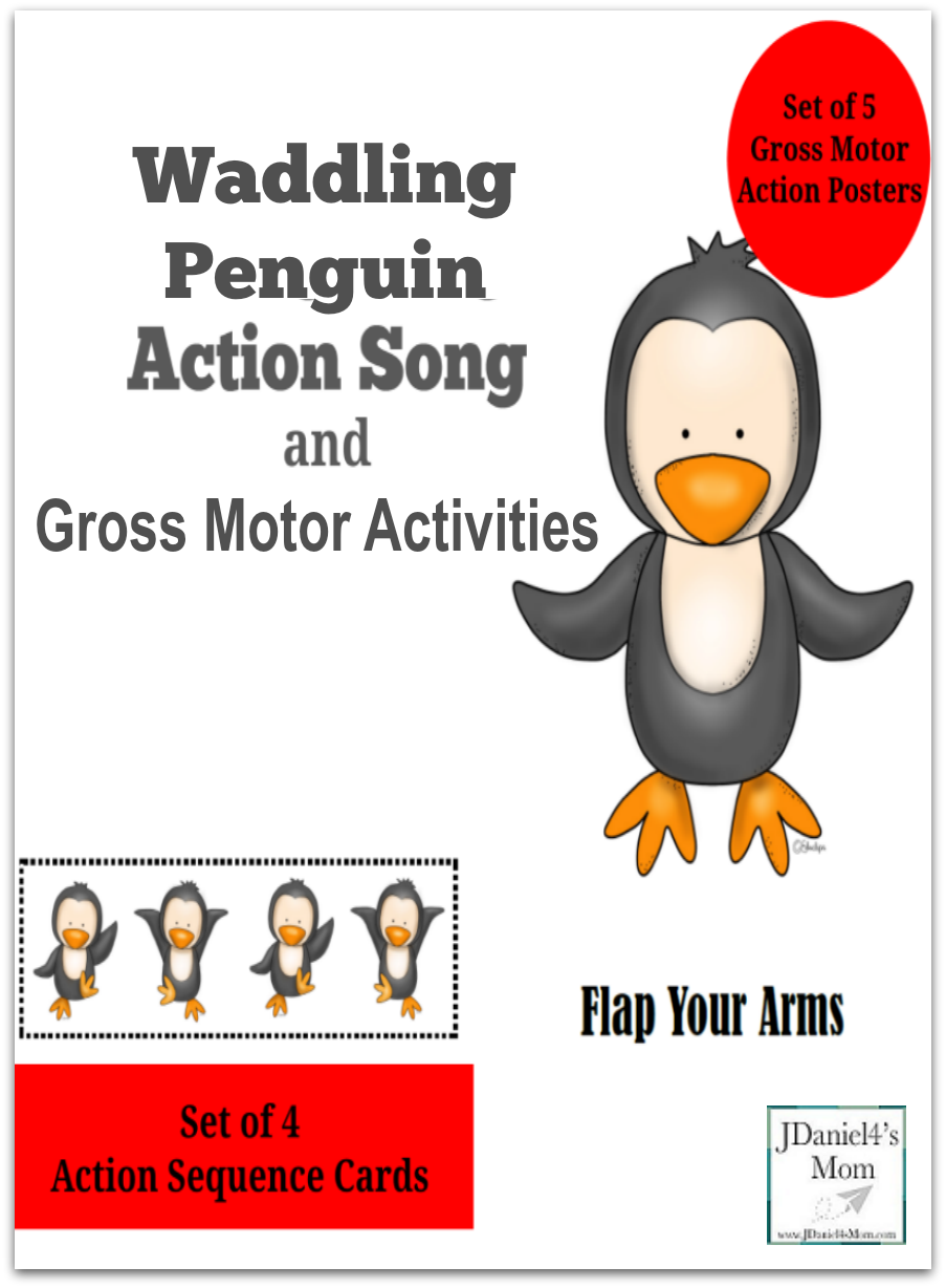 Waddling Penguin Action Song and Gross Motor Activity- This set contains 5 gross motor action poster and 4 gross motor sequence cards. This is one of the sequence cards.