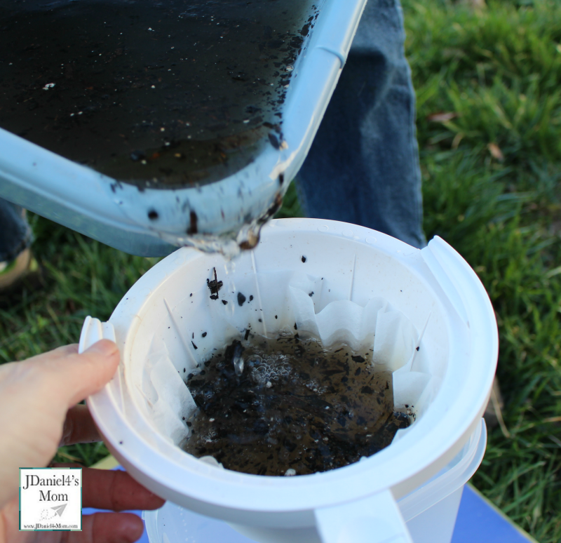 Water Pollution Experiments for Kids- Filtering Water with a coffee filter