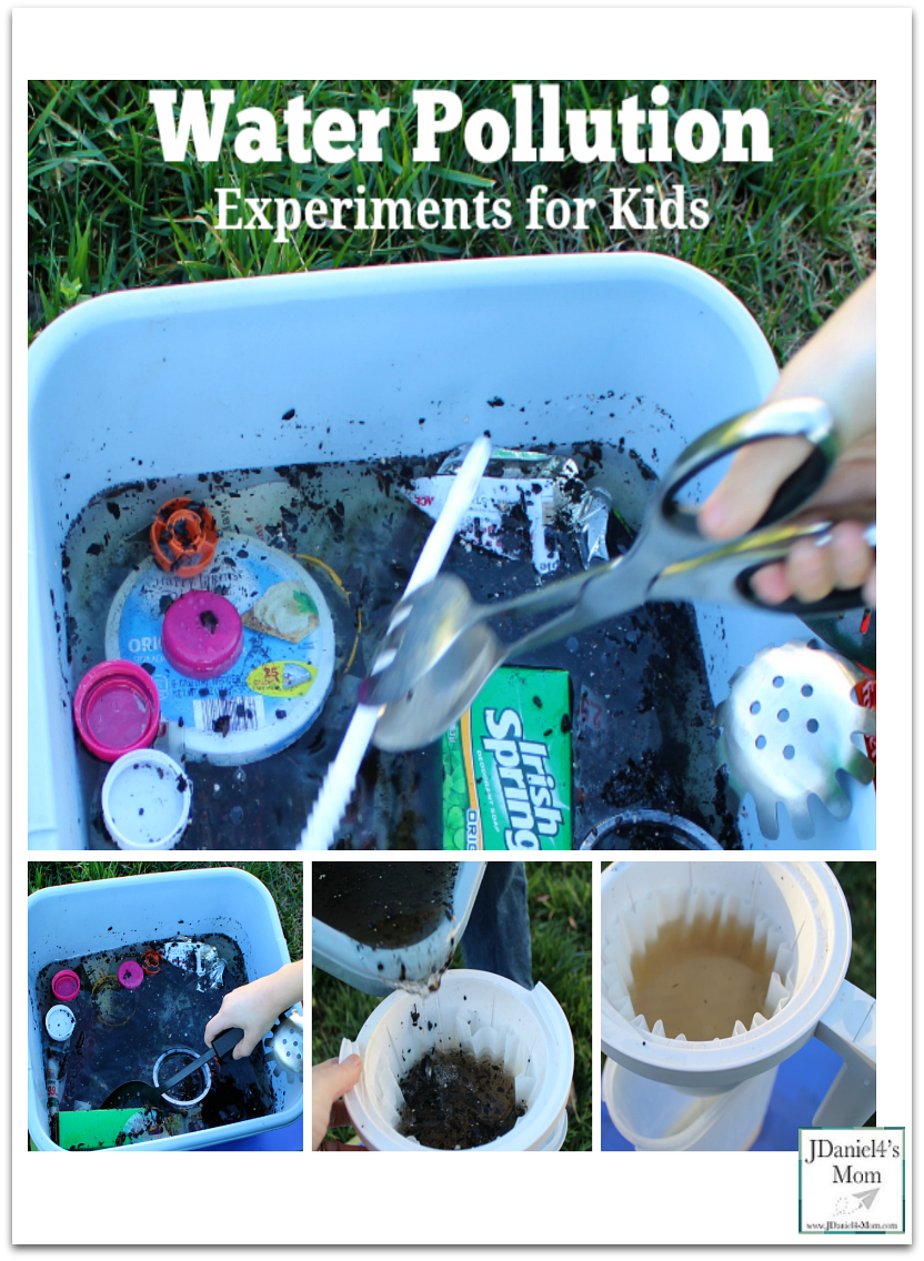 Water Pollution Experiments for Kids- Kids will conduct to science experiments that work together to explore the process of cleaning polluted water.