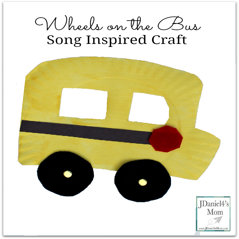 Wheels on the Bus song inspired craft made with a paper plate. Kids will love that the wheels move.