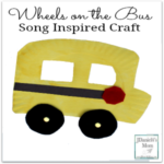 Wheels on the Bus song inspired craft made with a paper plate. Kids will love that the wheels move.