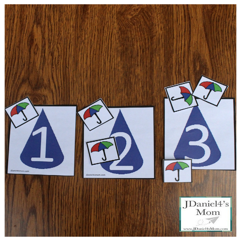 April Showers Printable Numbers for Counting