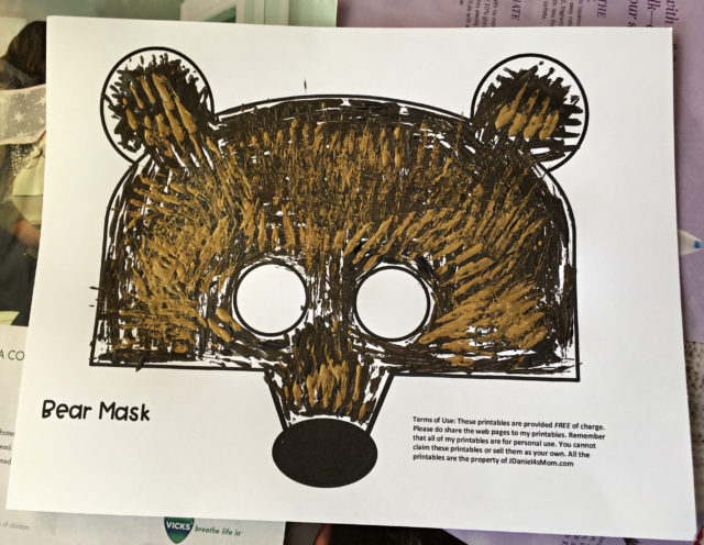 bear mask template painted two