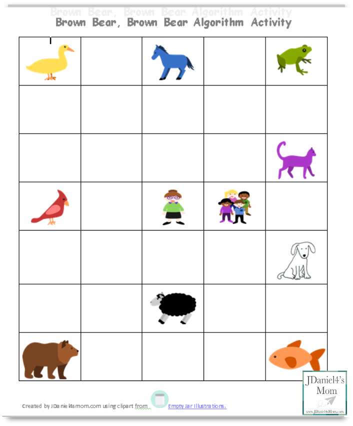 Brown Bear Brown Bear Algorithm Activity And Printable