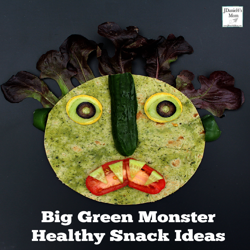 Big Green Monster Snack Ideas - Your children will have fun building this healthy snack with fruits and vegetables.