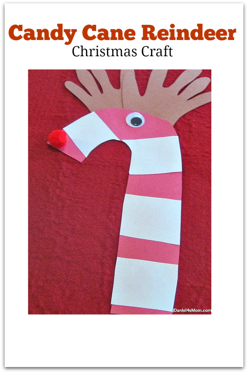 Christmas Craft- Candy Can Reindeer: Kids will love having their hands become reindeer antlers. They will also love the pom pom nose and the wiggly eye.