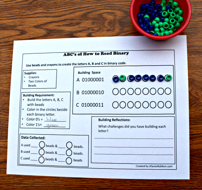 ABC's of How to Read Binary STEM Activity with Printable