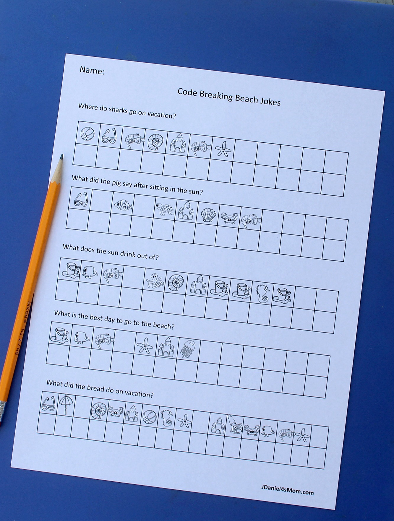 Ocean Jokes Code Breaker Worksheets for Kids - There are two worksheets and code breaking chart in this set.