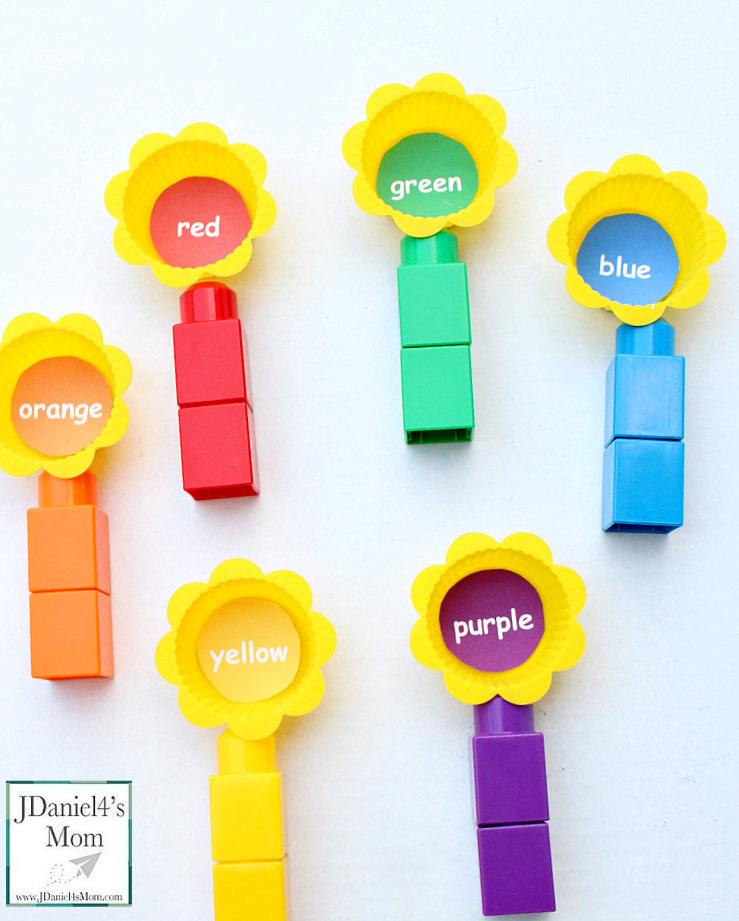 Learning Colors Activities and Printable - We used Mega Bloks and muffin cups along with a free printable. You could have LEGO and a muffin tin if you would like to.